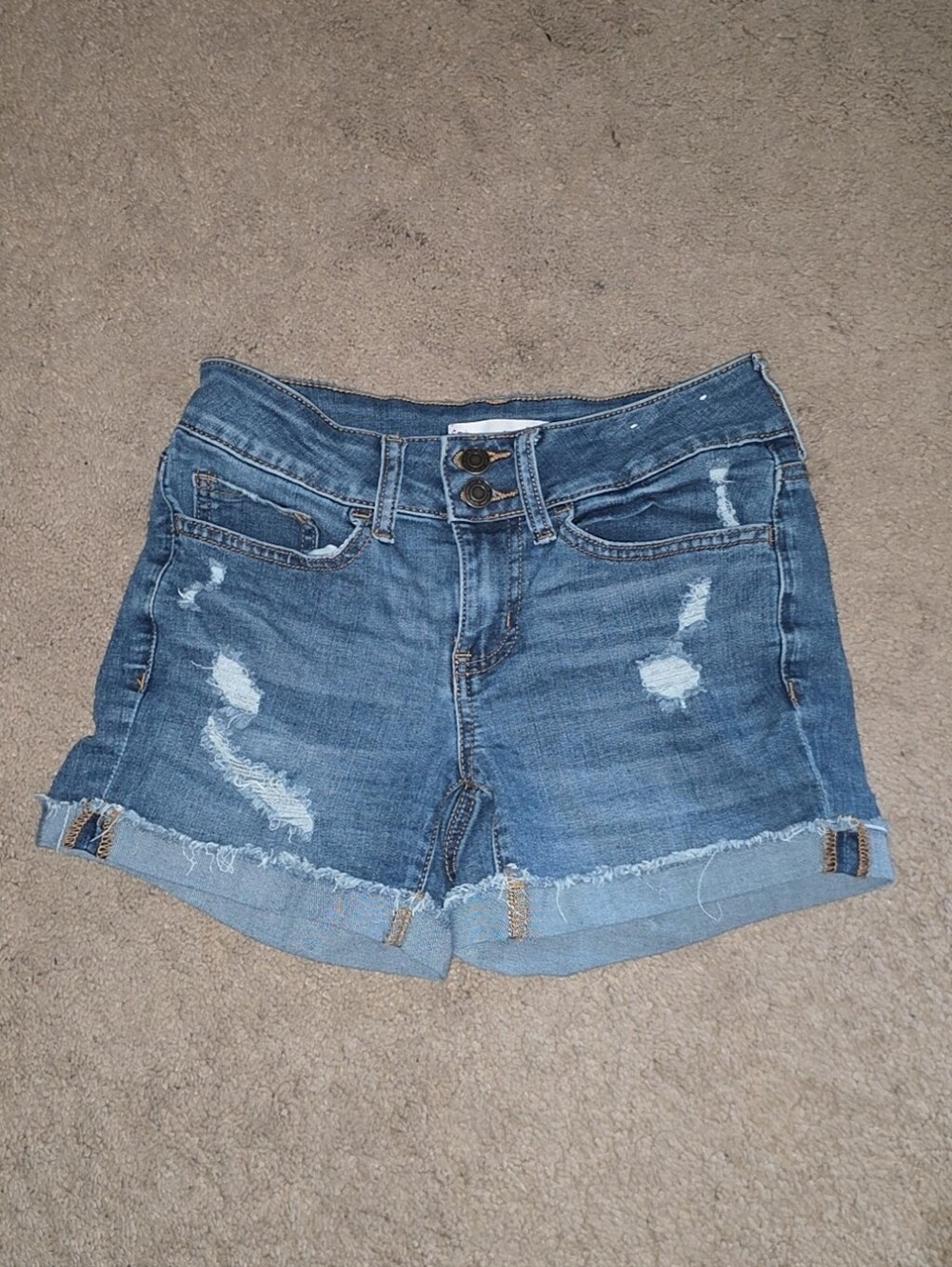 SO Distressed Blue Denim Jean Shorts